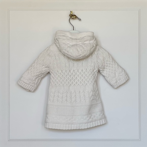 Baby Gap | Ivory/Cream Cable-Knit Fleece-Lined Hooded Sweater with Toggl… - Picture 2 of 3